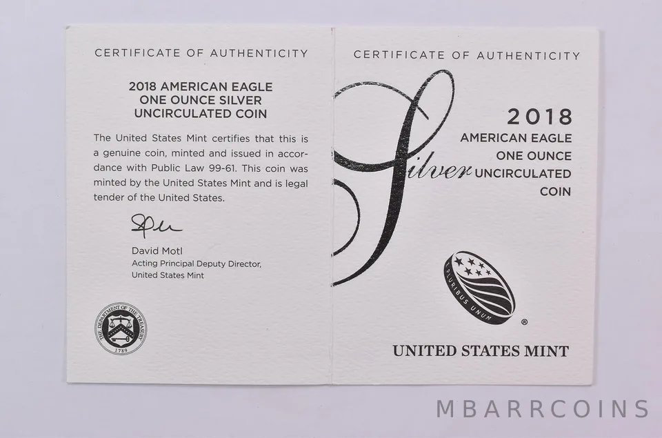 COA 2018-W Burnished Silver Eagle