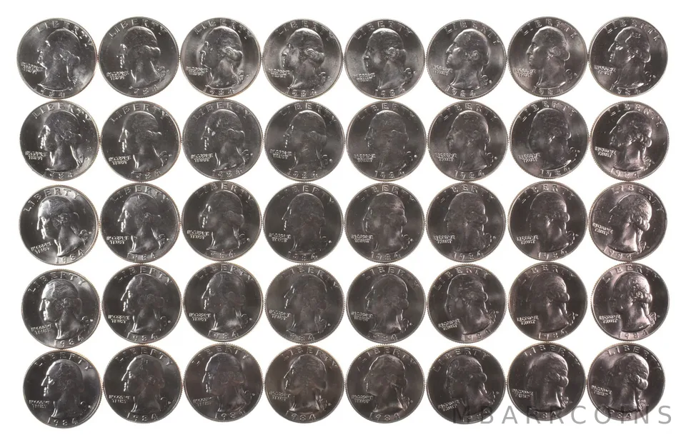 Lot (40) 1984-D Washington Quarter Clad Unc Roll