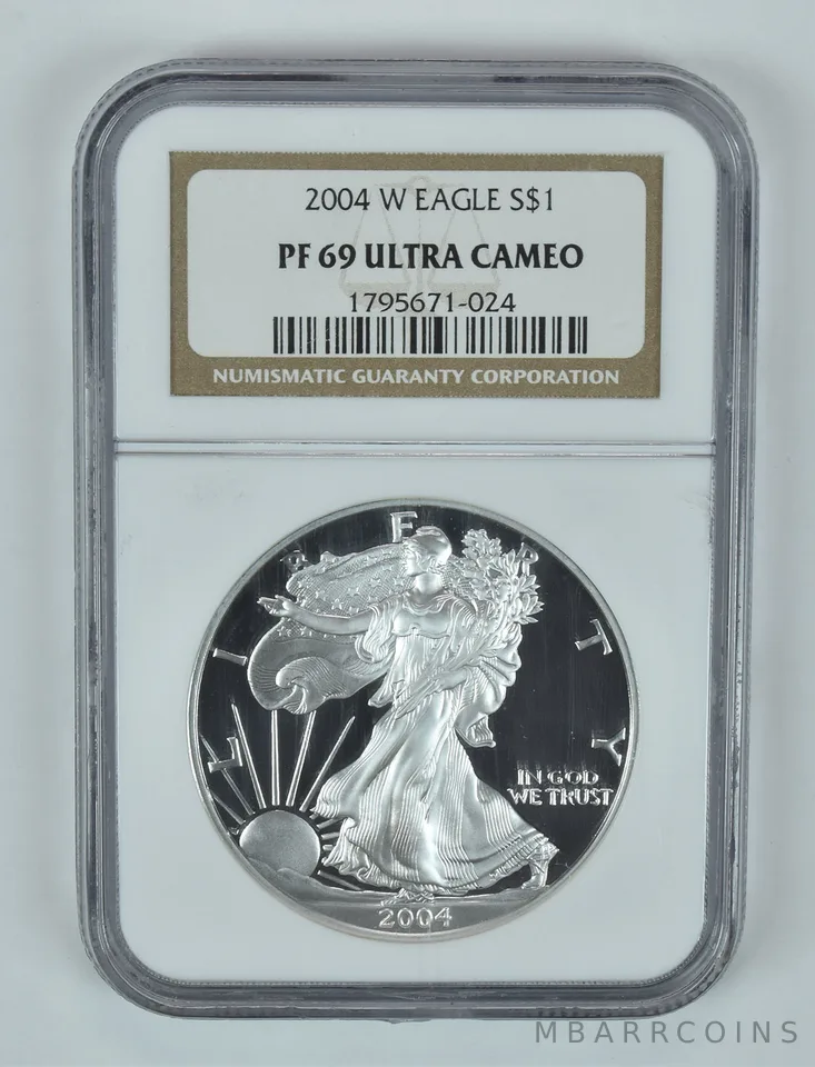 2004-W American Silver Eagle PF69 UCAM NGC Brown Label