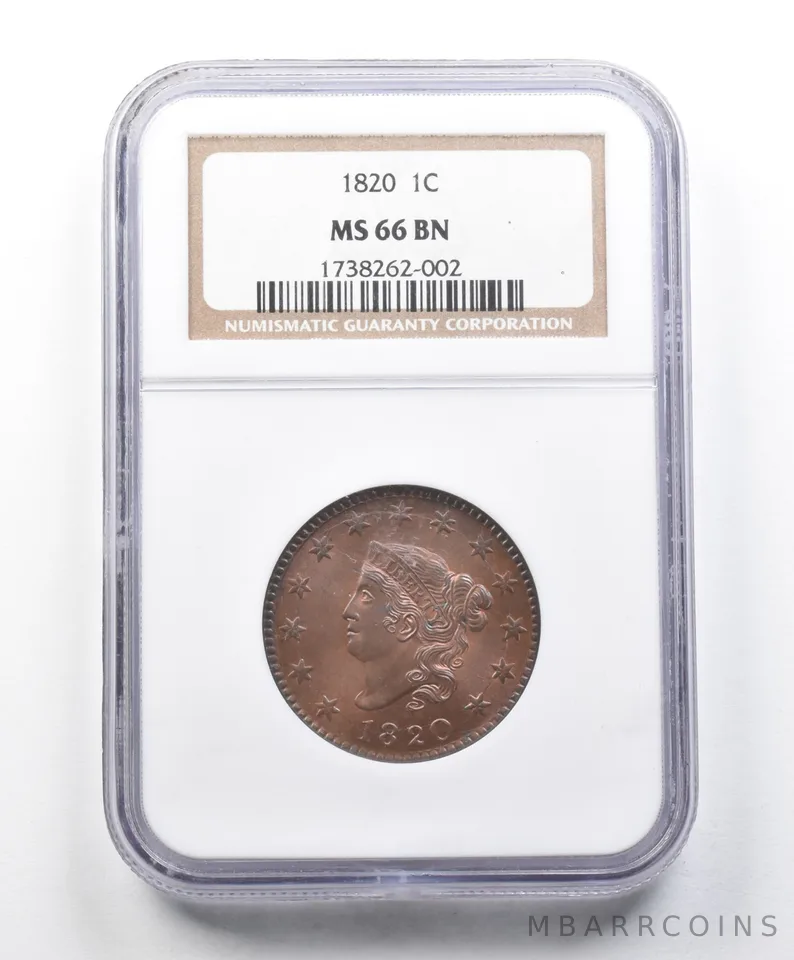 MS66 BN 1820 Matron Head Large Cent NGC OLD HOLDER RB? *1525