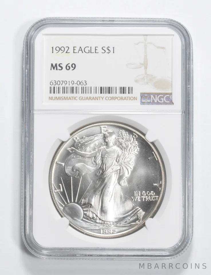 1992 American Silver Eagle MS69 NGC Brown Label