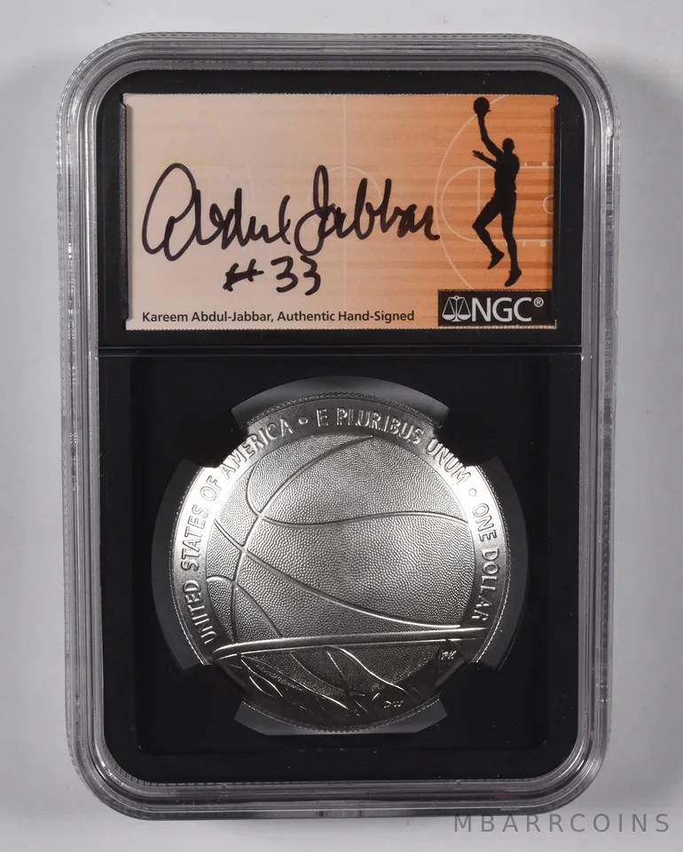 2020-P Basketball HOF Dollar MS70 NGC Kareem Abdul Jabbar Signed #33