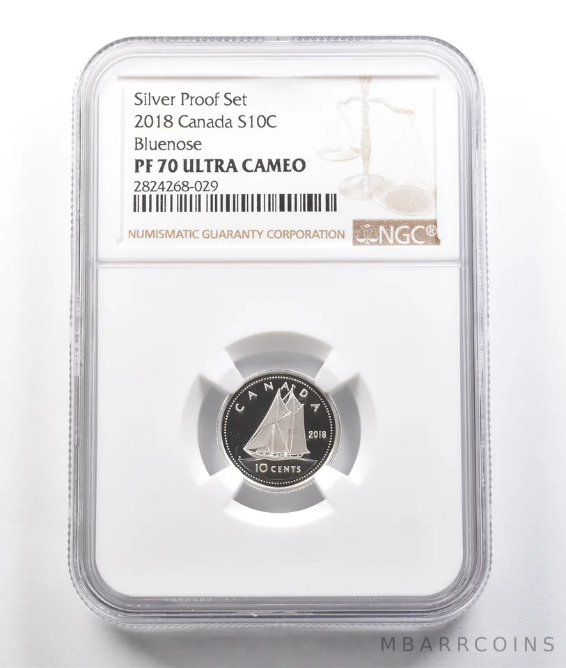 2018 Canada 10 Cents Silver Bluenose Silver Proof Set PF70 UCAM NGC *3779