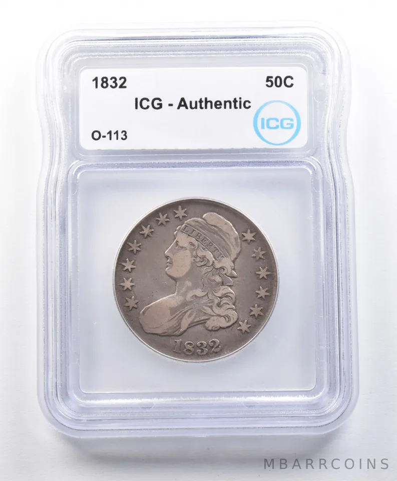 1832 Capped Bust Half Dollar O-113 Authentic ICG a3127