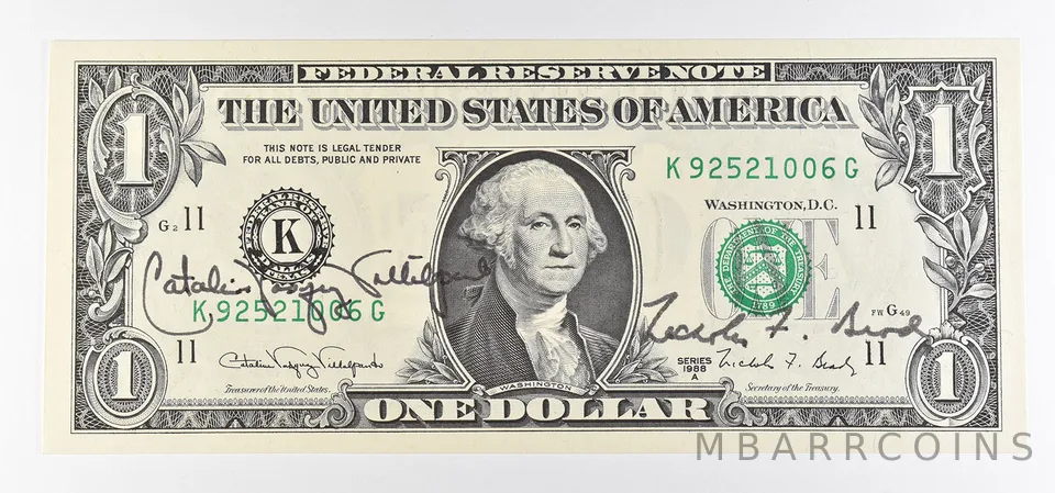 1988 A $1 Dallas TX FRN Green Seal Courtesy Signature *0920