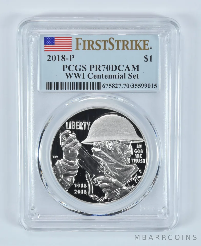 2018-P WWI Commemorative Dollar WWI Centennial Set First Strike PR70 PCGS