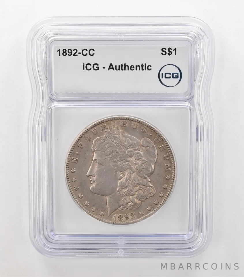 1892-CC Morgan Silver Dollar Authentic ICG Beautiful Tone *6877