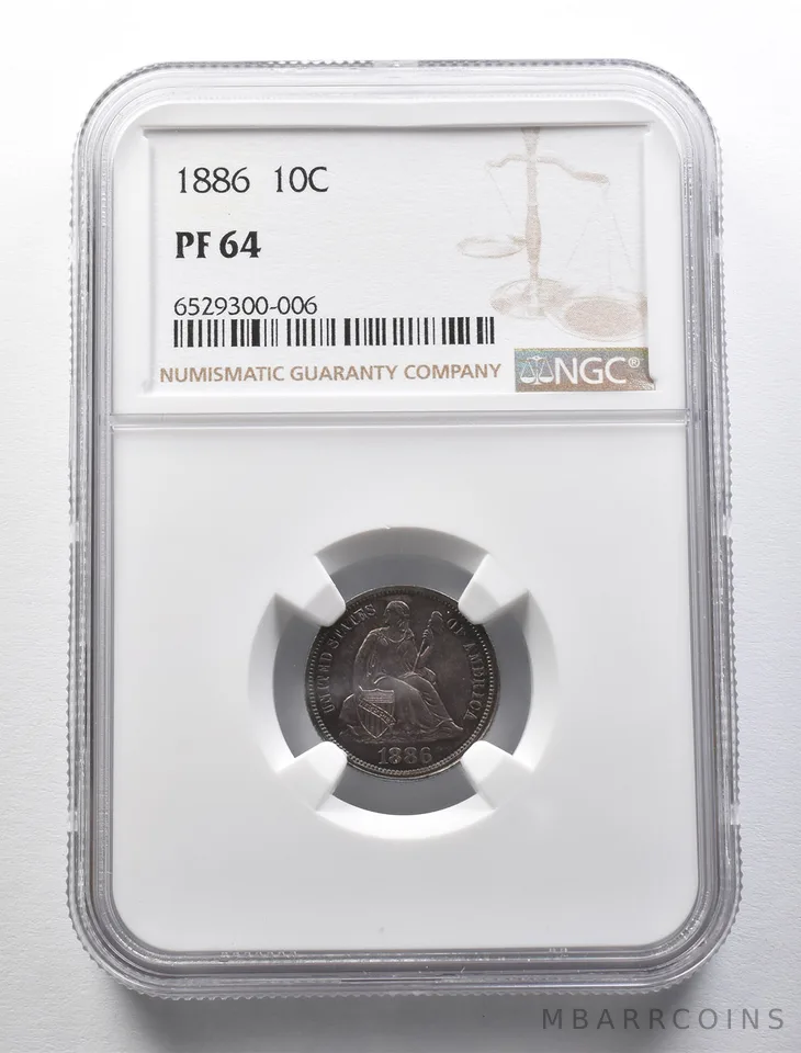 PF64 1886 Seated Liberty Dime NGC *5681