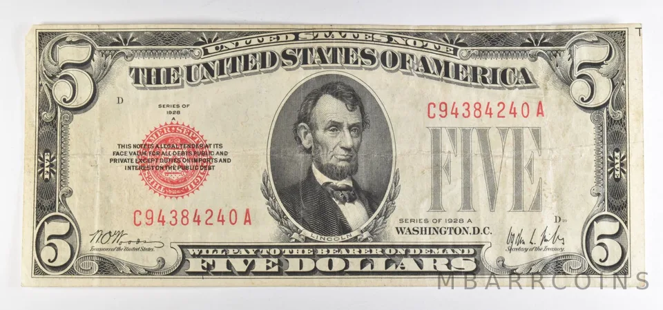 1928 A $5 Legal Tender Note Red Seal *6096