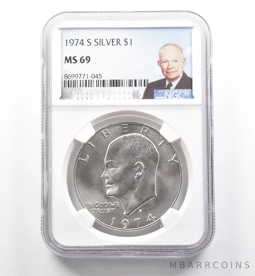 1974-S Eisenhower $1 Silver MS69 NGC President Label