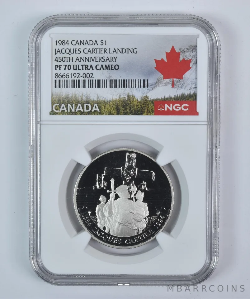 1984 Canada 1 Dollar Jacques Cartier Landing PF70 UCAM NGC Canada Label