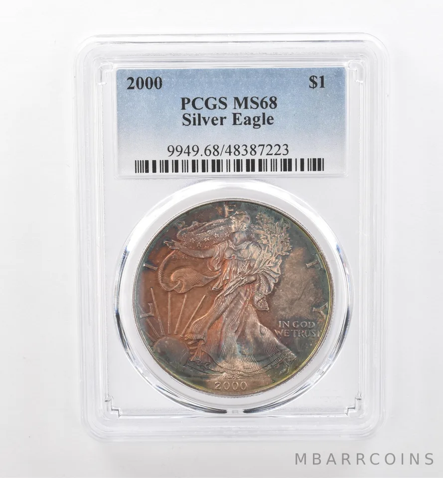 2000 American Silver Eagle MS68 PCGS Beautiful Tone *1970