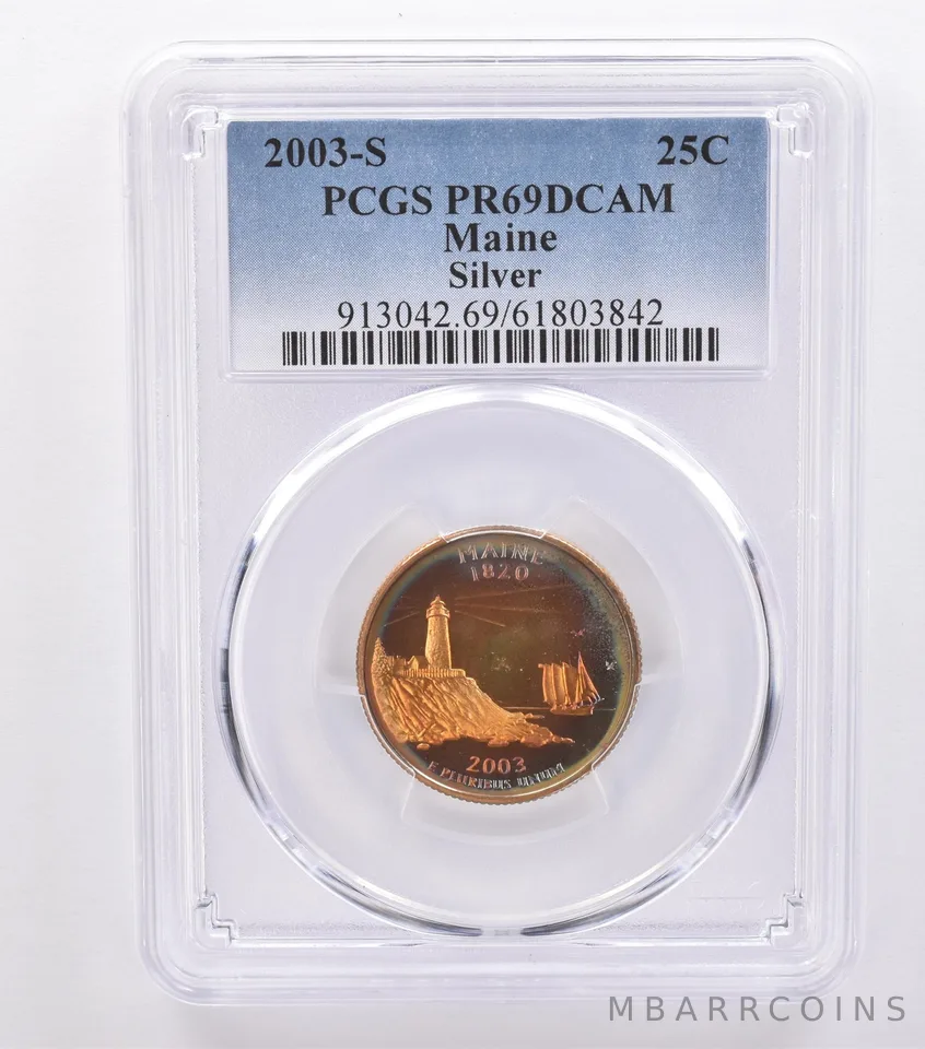 2003-S Washington State Quarter Maine Silver PR69 DCAM PCGS Beautiful Tone *8790