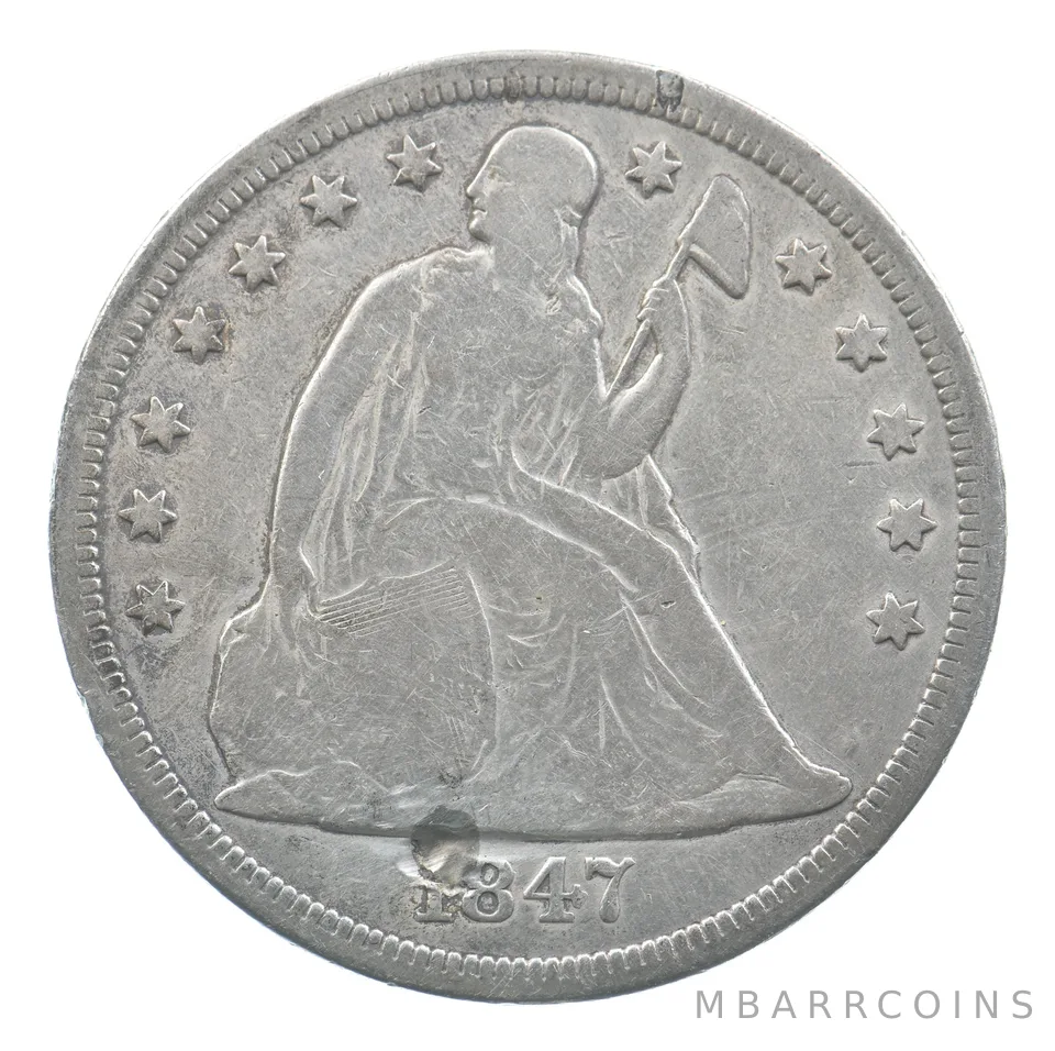 1847 Seated Liberty Silver Dollar *9439