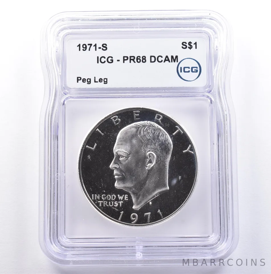 1971-S Eisenhower $1 Peg Leg PR68 DCAM ICG *9001