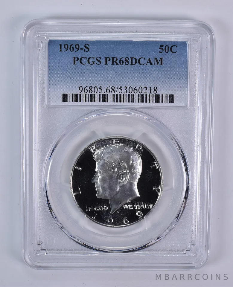1969-S Kennedy Half Dollar PR68 DCAM PCGS Blue Label