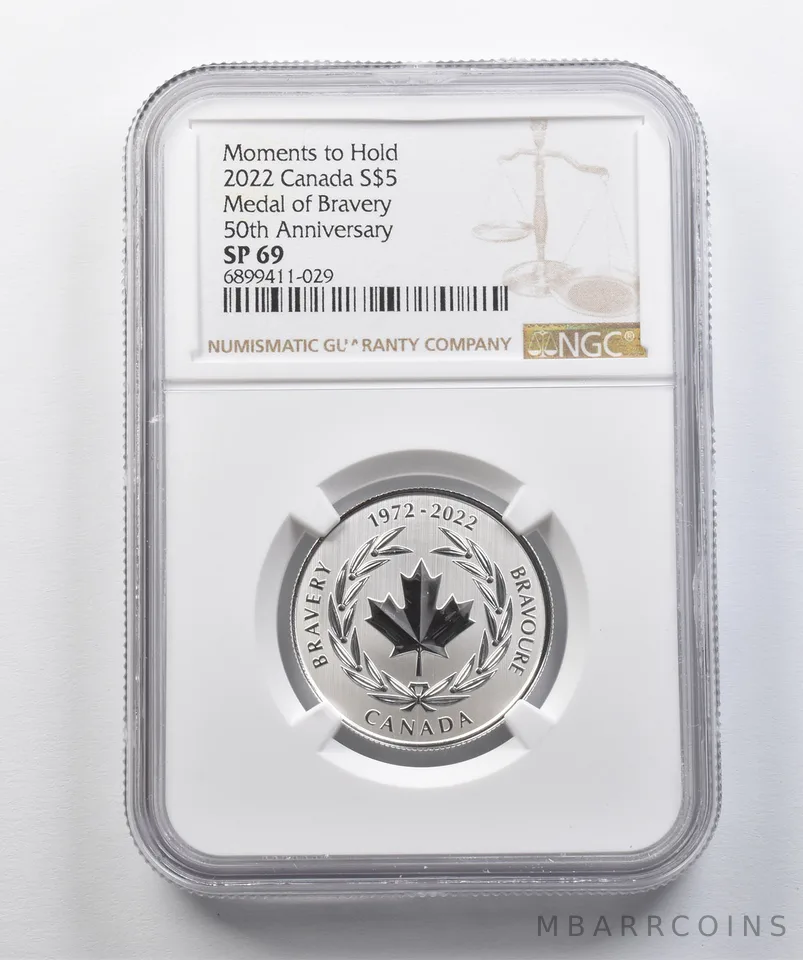 2022 Canada 5 Dollars Silver Medal Of Bravery 50th Anniversary SP69 NGC a4409