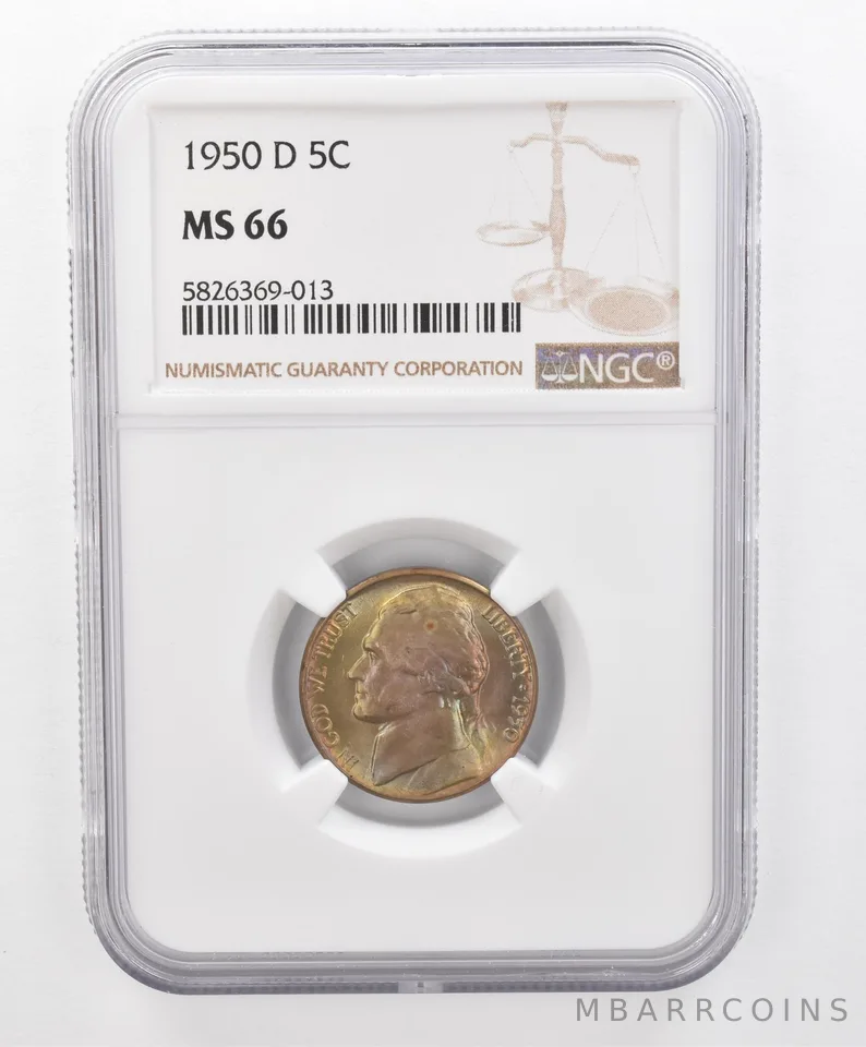 1950-D Jefferson Nickel MS66 NGC Beautiful Tone *2690