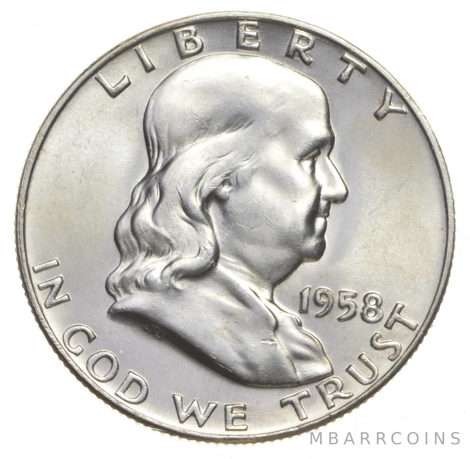 Choice Unc 1958-D Franklin Half Dollar Gem BU From Original Roll