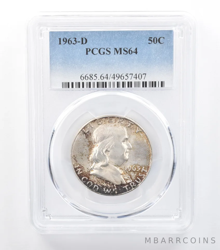 1963-D Franklin Half Dollar MS64 PCGS Peripheral Tone *7783