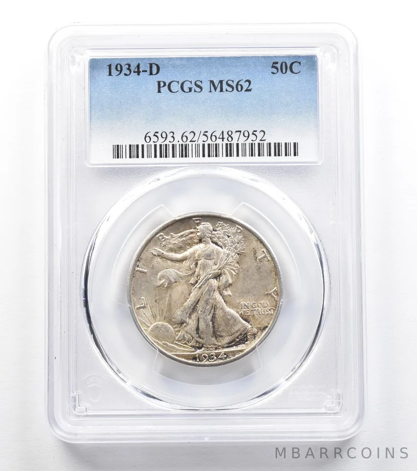 1934-D Walking Liberty Half Dollar MS62 PCGS *9600