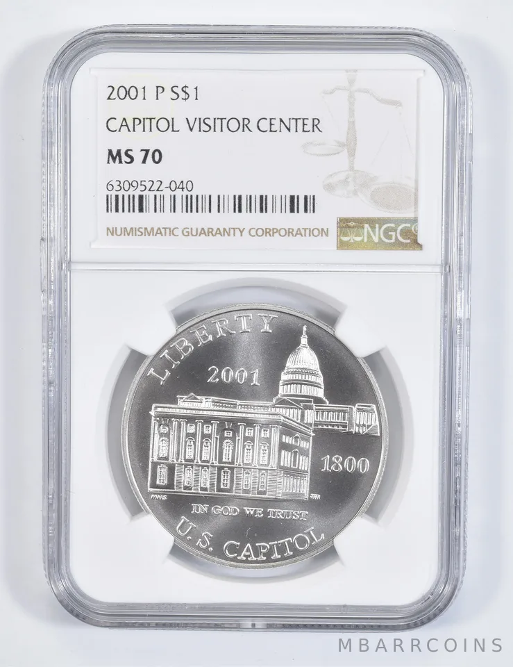 2001-P Capitol Visitor Center Commemorative Silver Dollar MS70 NGC
