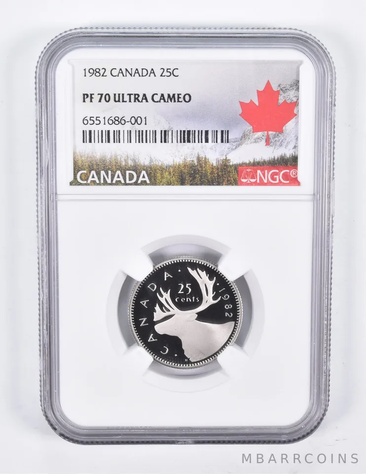 1982 Canada 25C Quarter PF70 NGC Canada Lbl