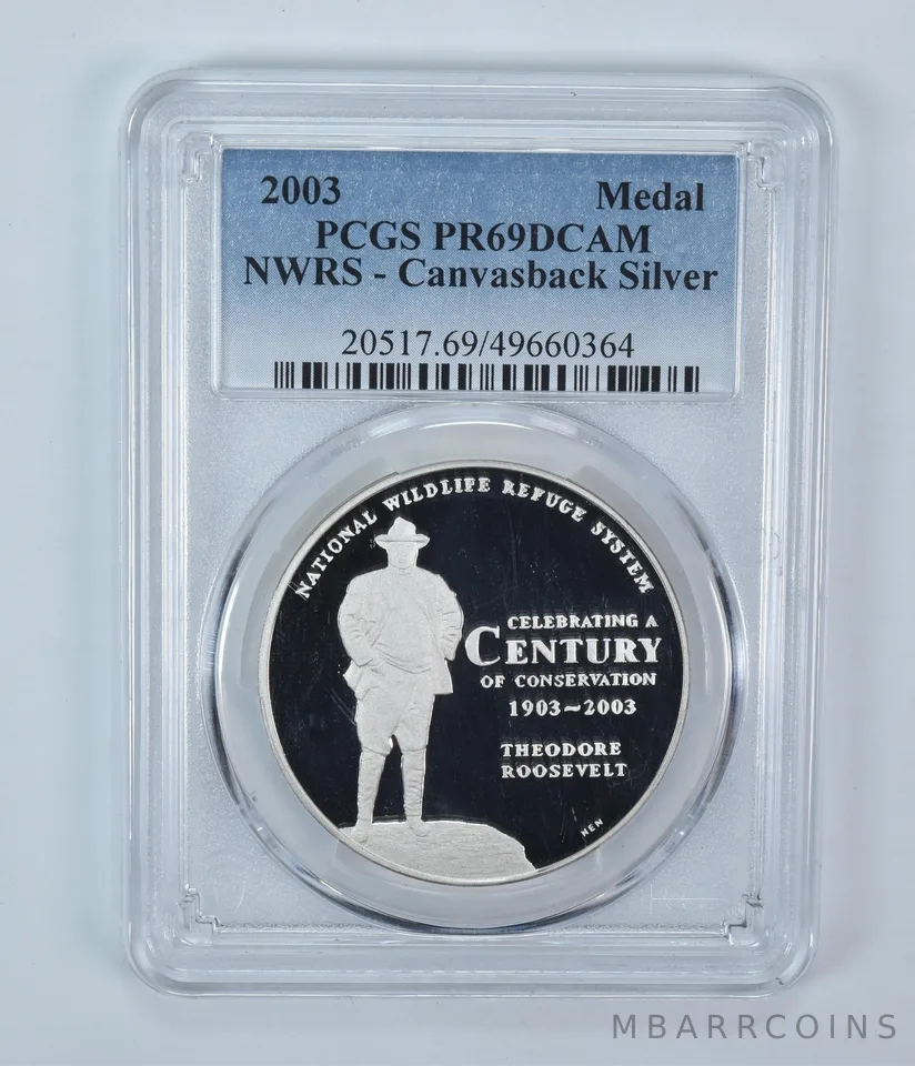 2003 Wildlife Refuge Silver Medal Canvasback Duck PR69 DCAM PCGS