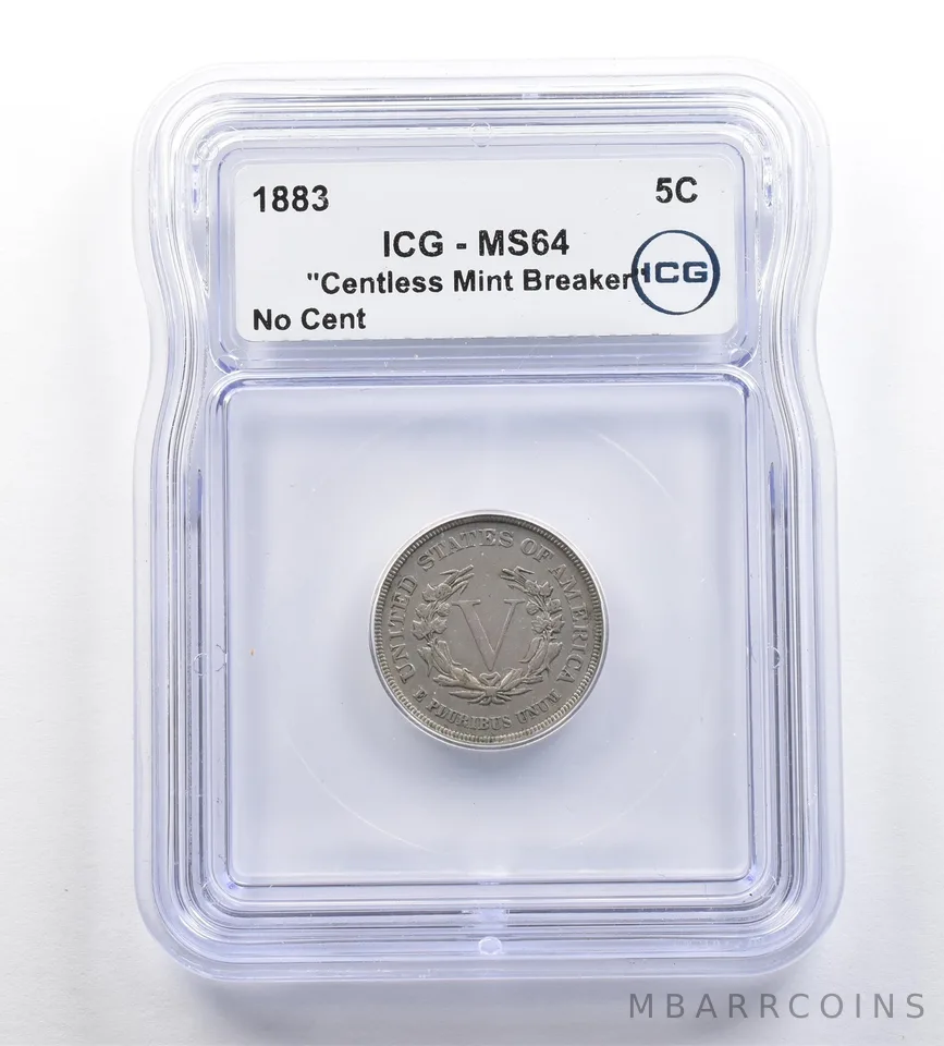 1883 Liberty V Nickel Centless Mint Breaker No Cent MS64 ICG *7279