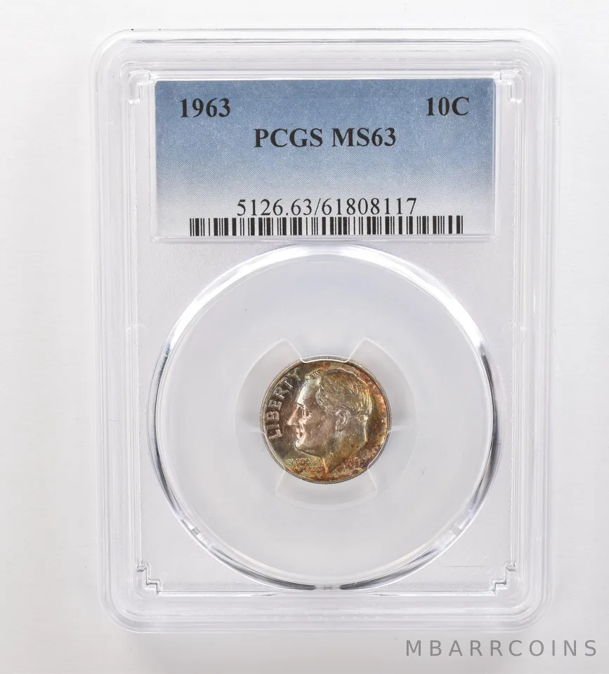 1963 Roosevelt Dime MS63 PCGS Beautiful Tone *3296