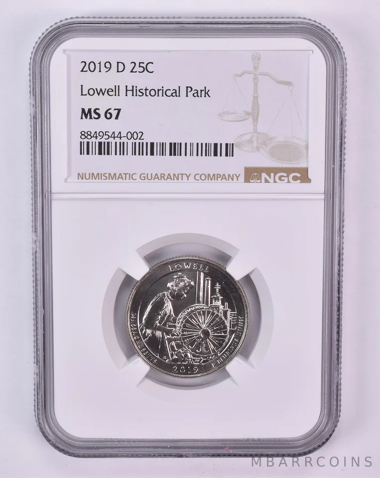 2019-D Washington Quarter Lowell Historical Park ATB MS67 NGC Brown Label