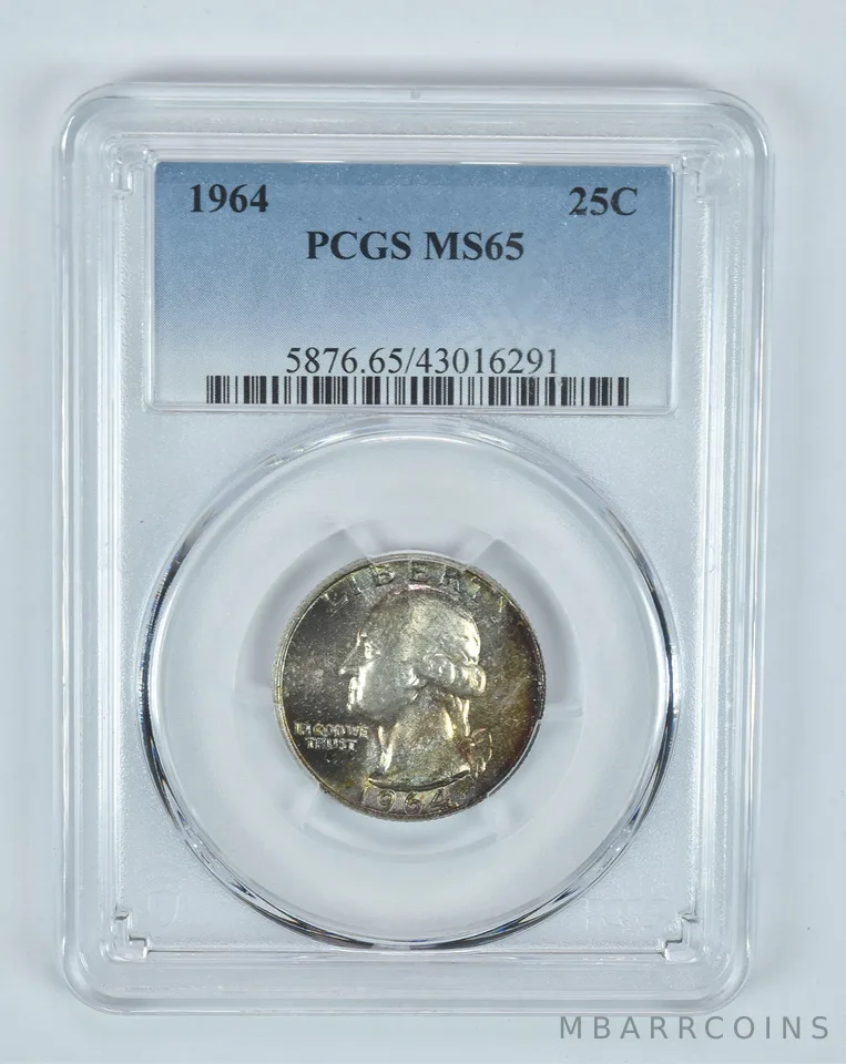 MS65 1964 Washington Quarter - Graded PCGS Beautiful Tone a8340