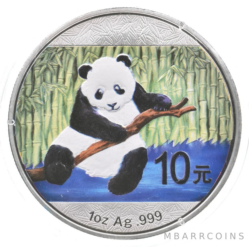 2014 China 10 Yuan Colorized Panda 1 Oz Silver *3650