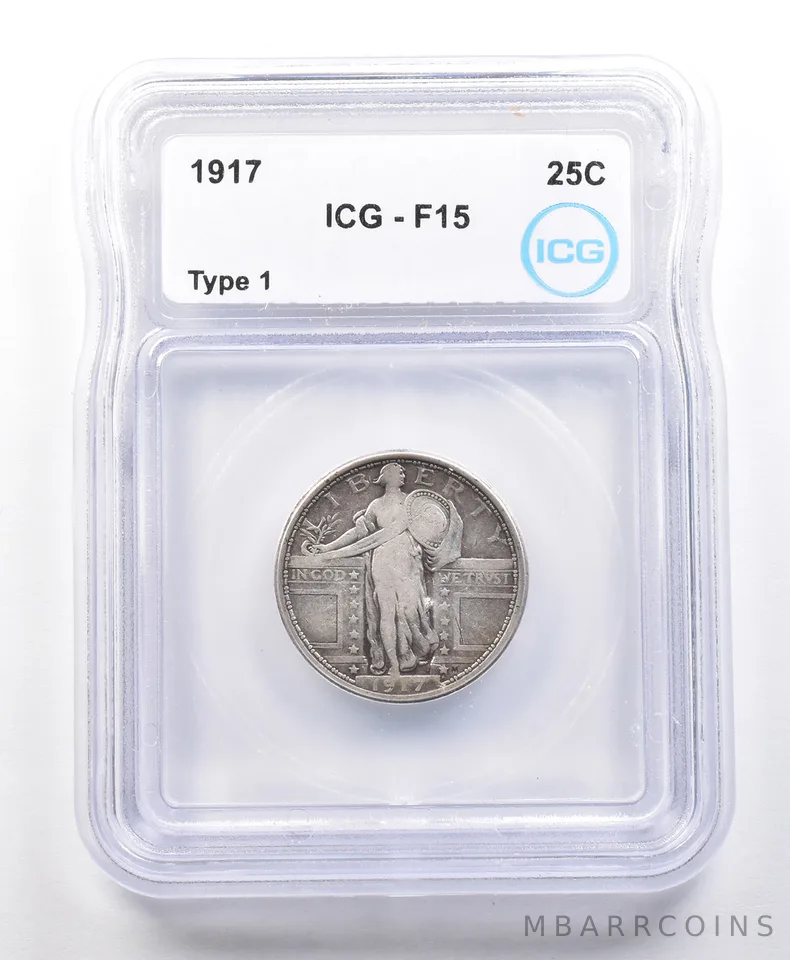 1917 Standing Liberty Quarter Type 1 F15 ICG *4129