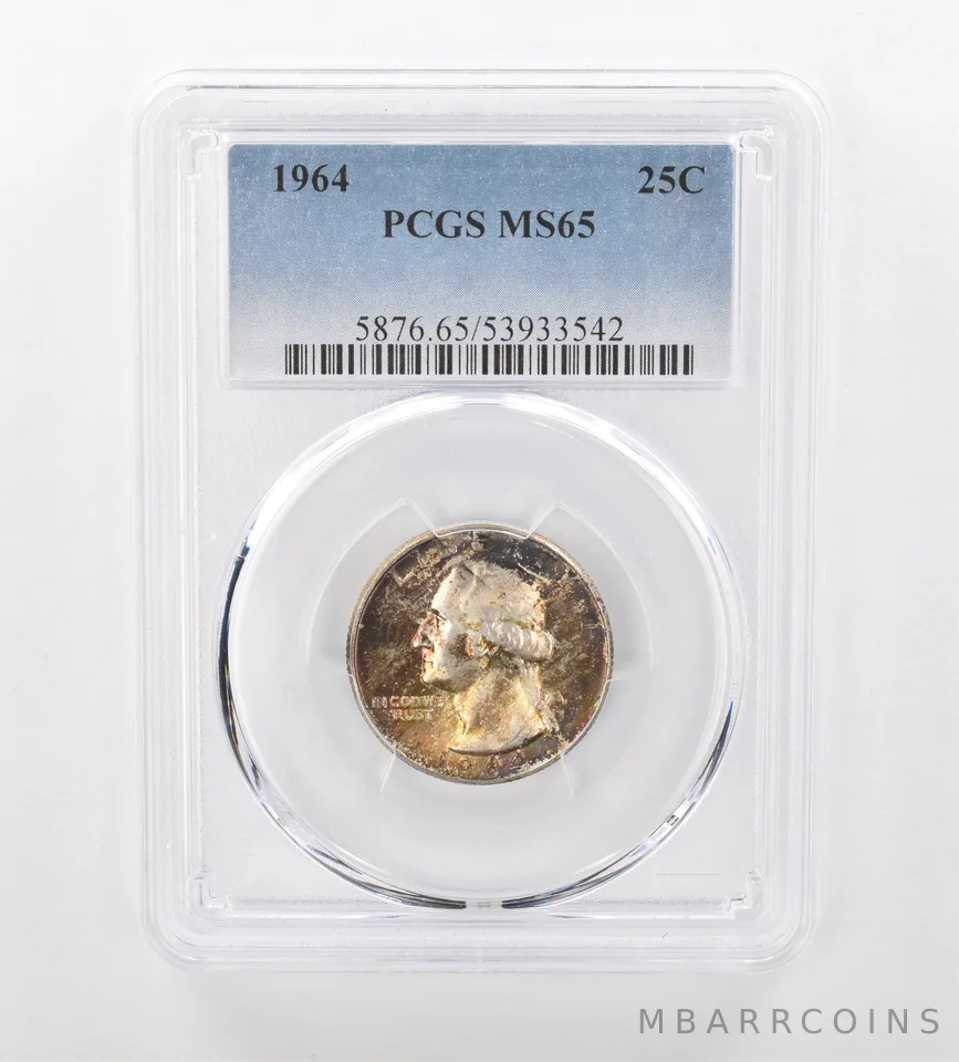 1964 Washington Quarter MS65 PCGS Beautiful Tone *0968