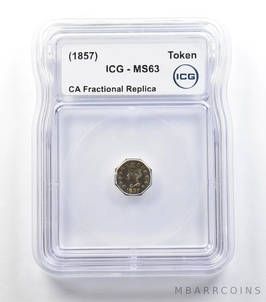 (1857) California Fractional Gold Token 1/2 Dollar Liberty Head MS63 ICG a3966