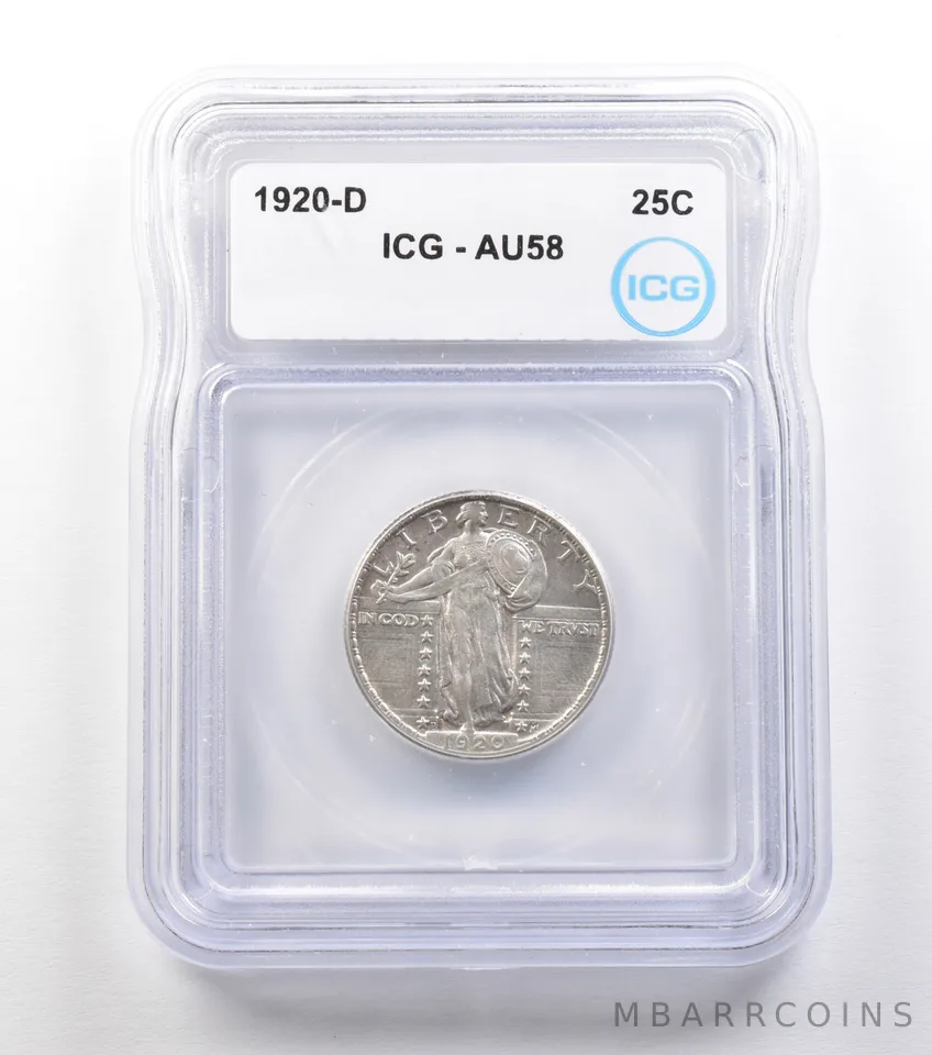 1920-D Standing Liberty Quarter AU58 ICG a1499