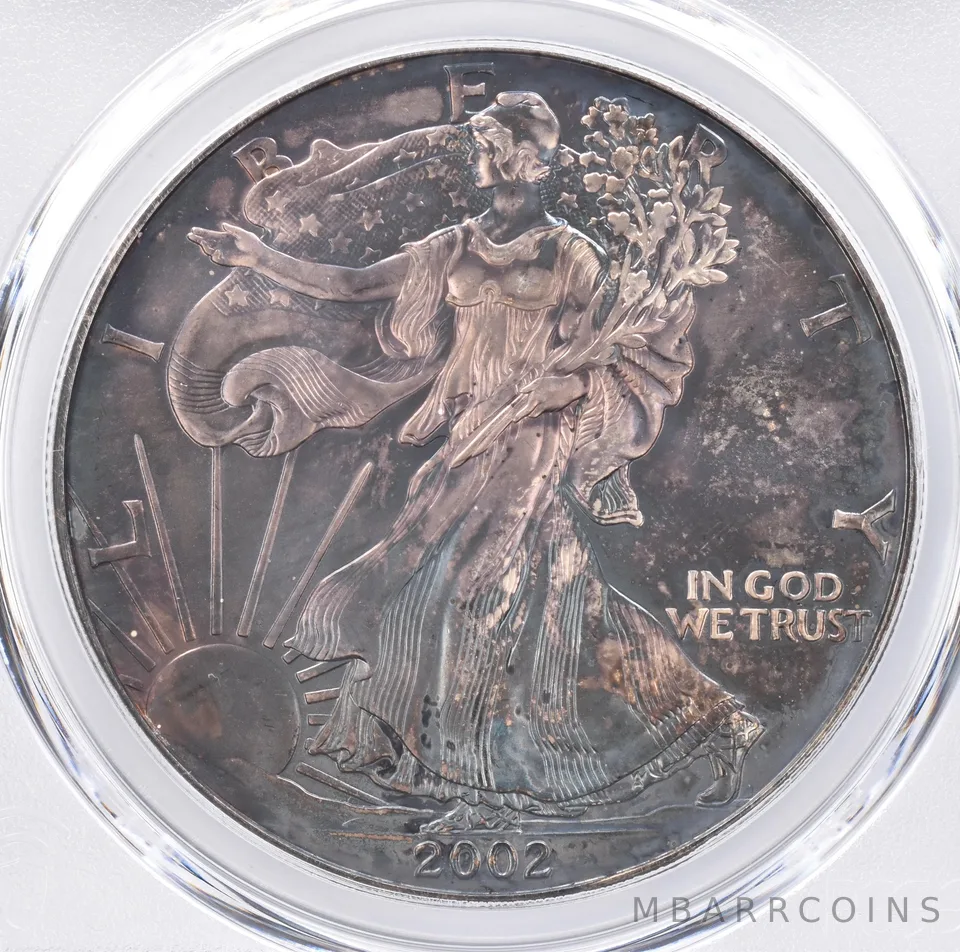 2002 American Silver Eagle MS67 PCGS Beautiful Tone *1375