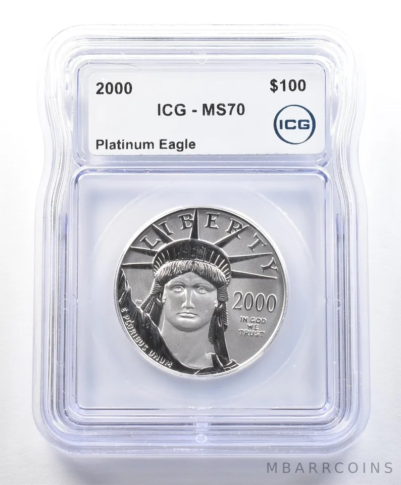 2000 $100 American Platinum Eagle 1 Oz Platinum MS70 ICG