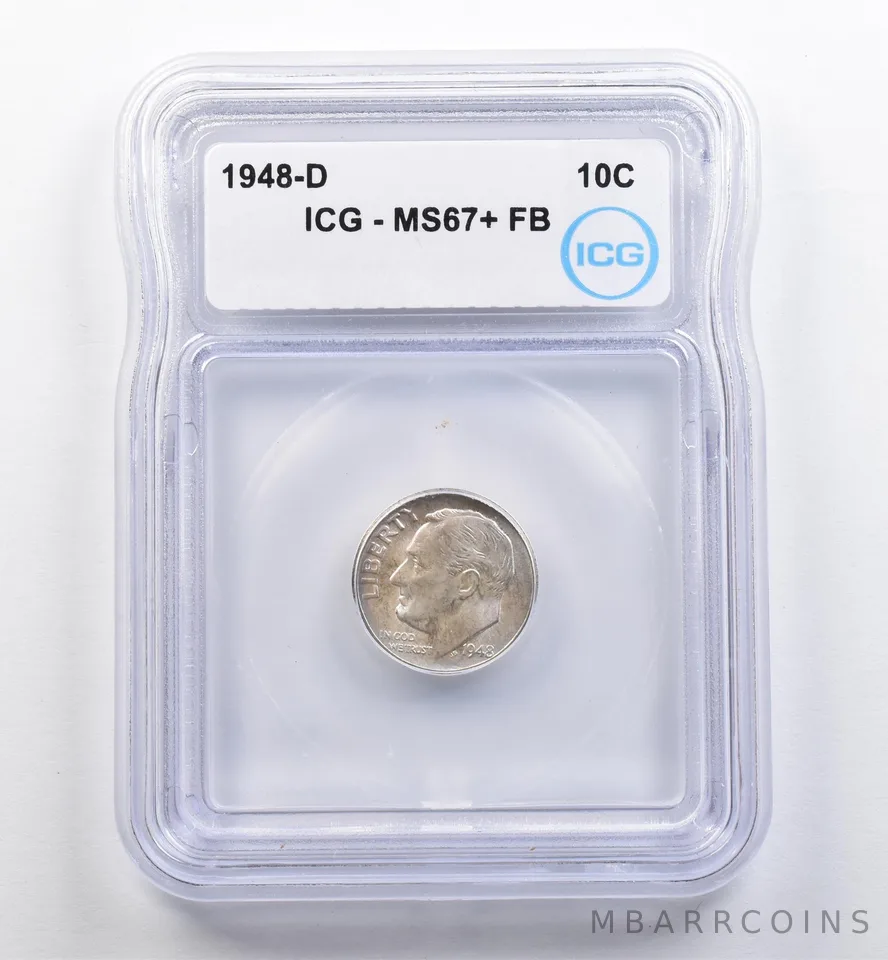 1948-D Roosevelt Dime MS67+ FB ICG *0092
