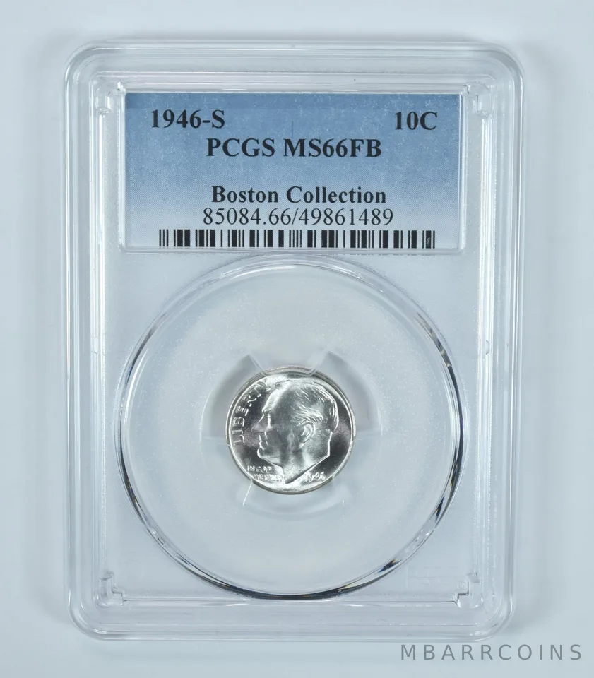 1946-S Roosevelt Dime Boston Collection MS66 FB PCGS Blue Label