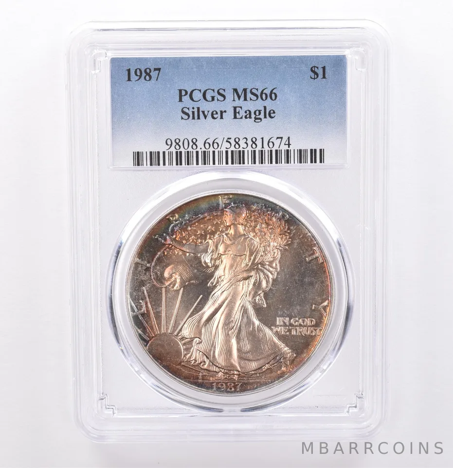 1987 American Silver Eagle MS66 PCGS Beautiful Tone *9279