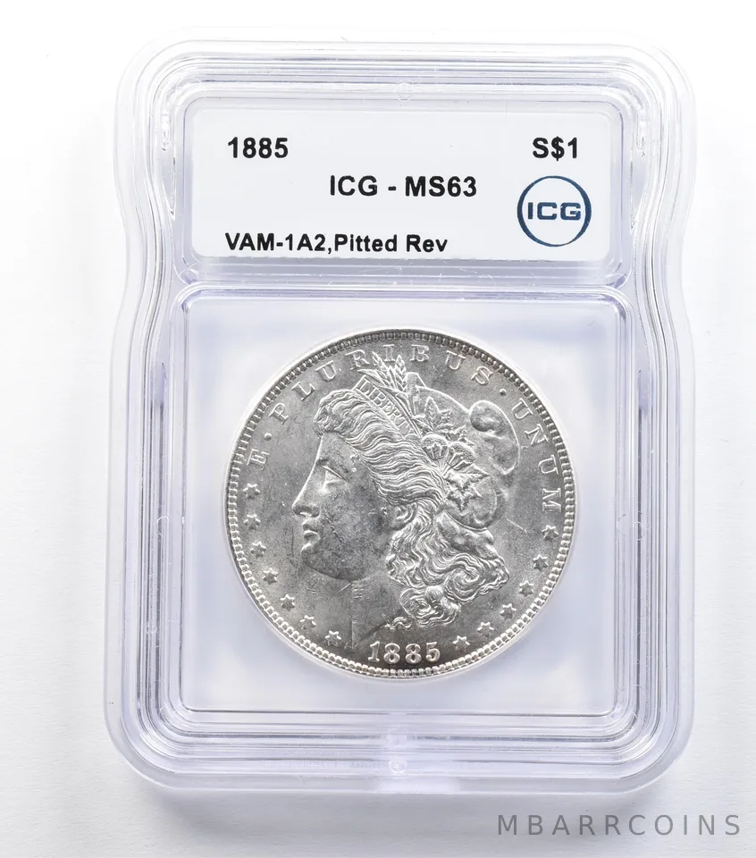 1885 Morgan Silver Dollar VAM-1A2 Pitted Reverse MS63 ICG *9297