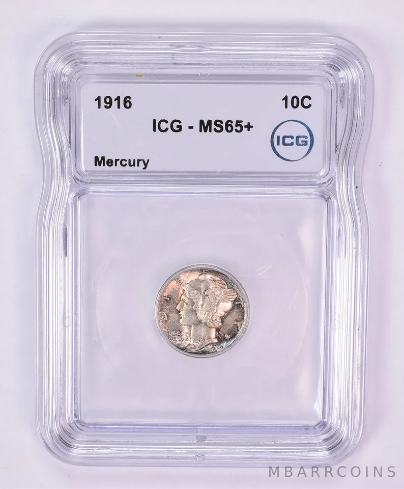 1916 Mercury Dime MS65+ ICG Beautiful Tone a1194