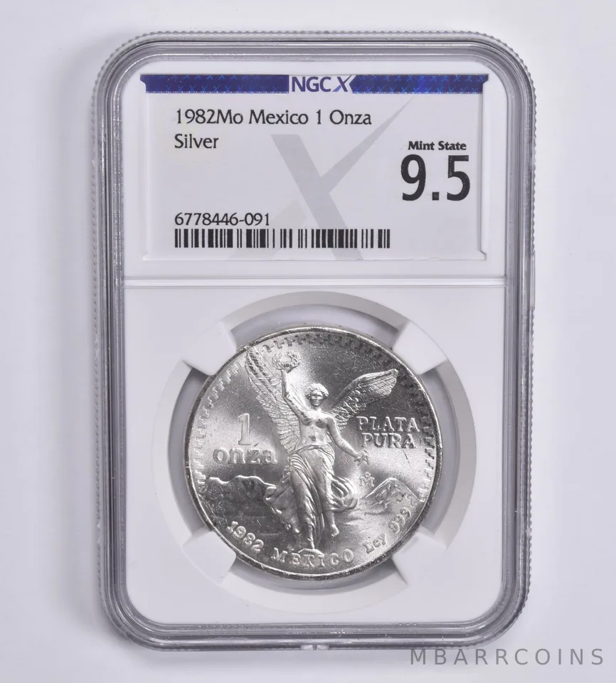 1982 Mo Mexico 1 Onza Libertad Mexican Mint State 9.5 NGC X NGCX