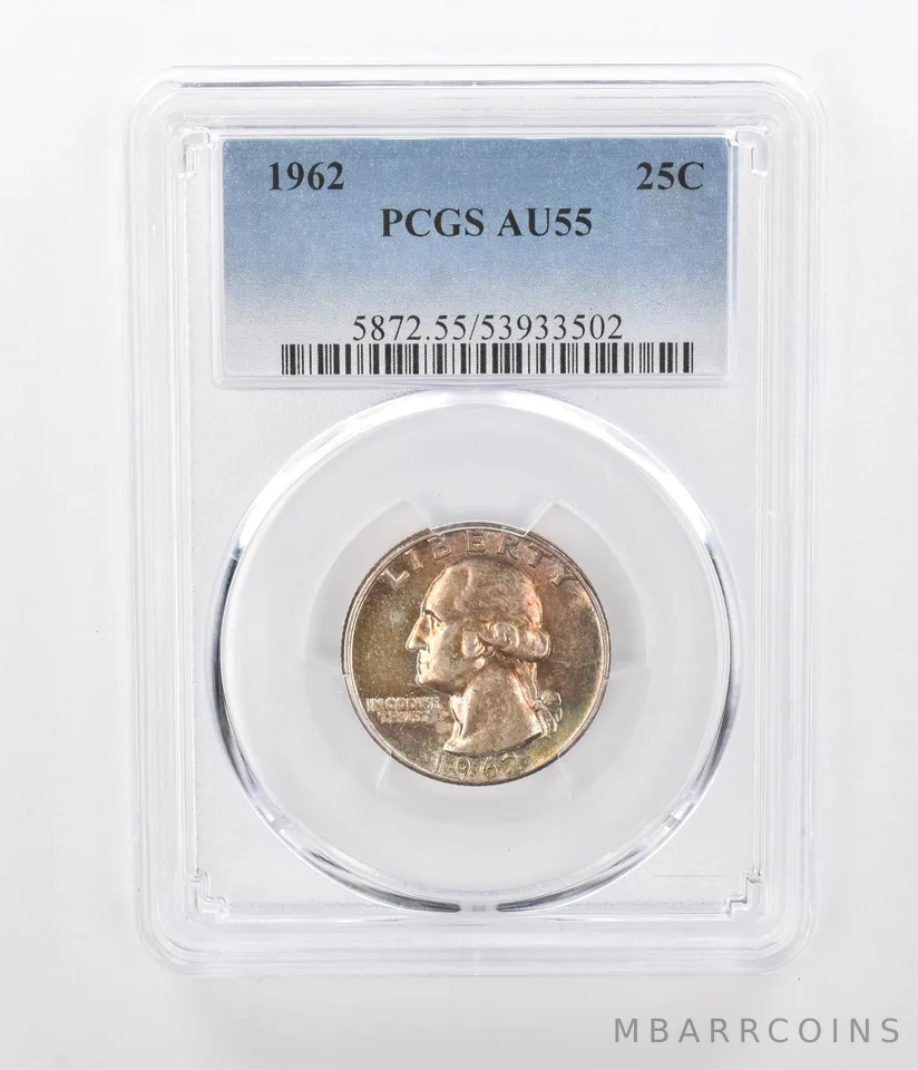 1962 Washington Quarter AU55 PCGS Beautiful Tone *1078