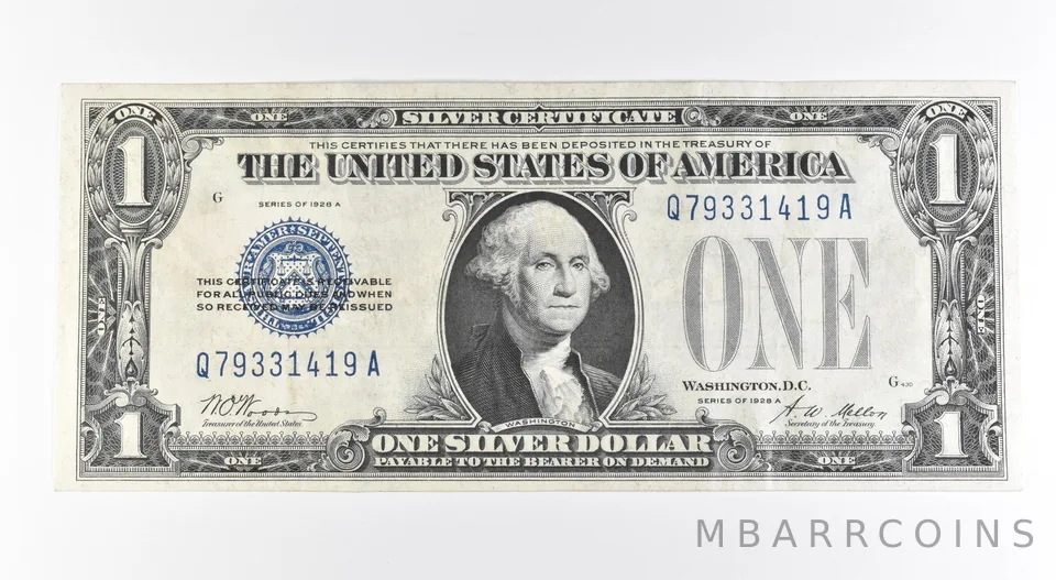 1928 A $1 Silver Certificate Blue Seal Fr#1601 *0499