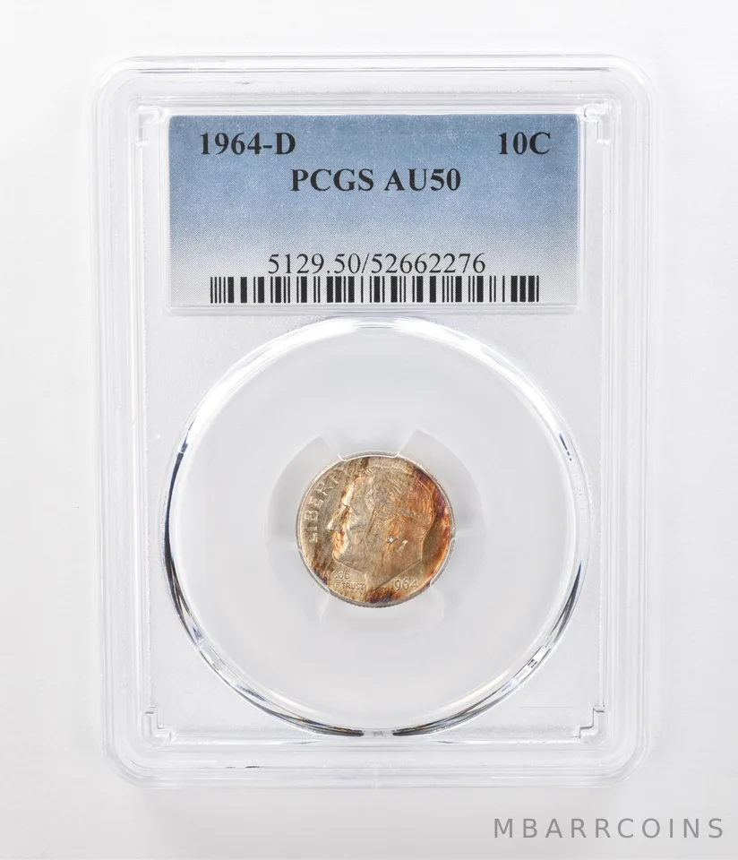 1964-D Roosevelt Dime AU50 PCGS Beautiful Tone a1068