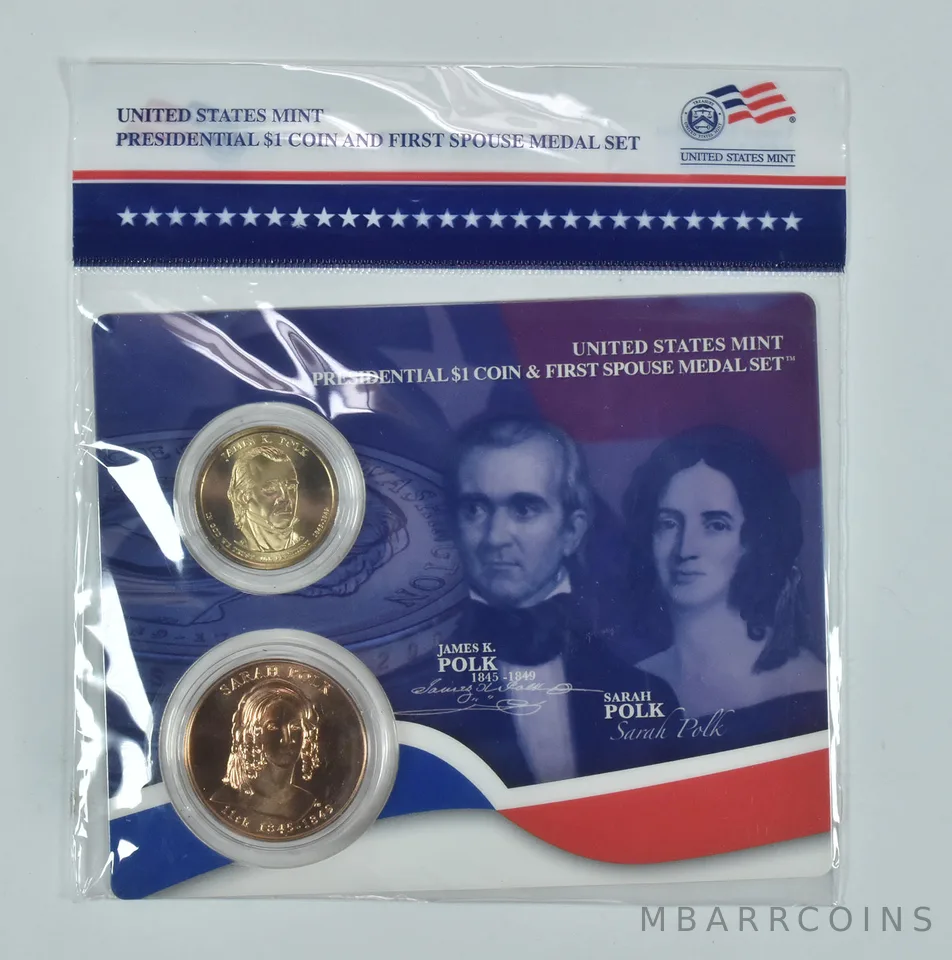 2009 Presidential $1 & First Spouse Medal Set - James K & Sarah Polk