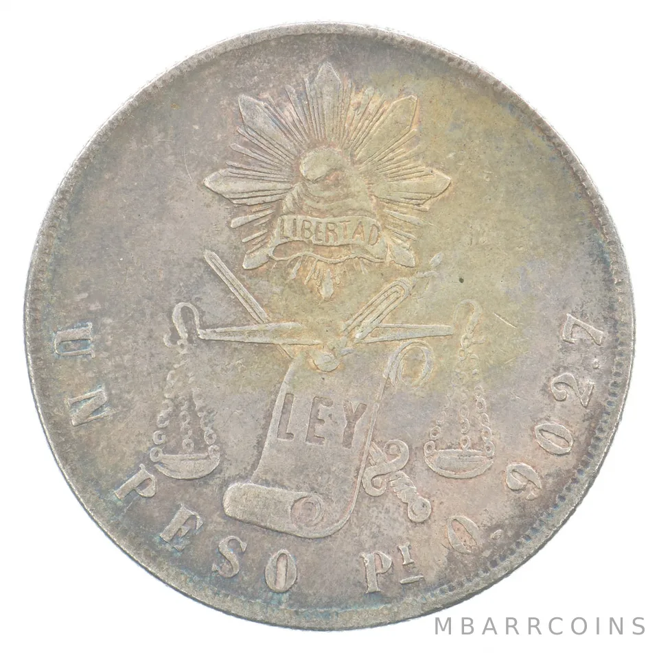 1871 PI O Mexico Peso Silver Beautiful Tone *7191